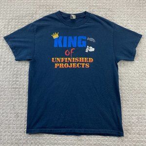 Vintage Y2K Shirt Adult Men Large L Navy Blue King of Unfinished Projects Tee